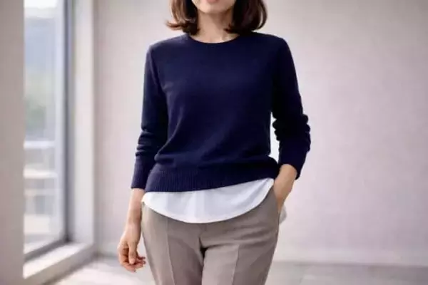 「レイヤードが野暮ったく見える原因は“裾の見せ方”。40代・50代が整える重ね方の基本」の画像