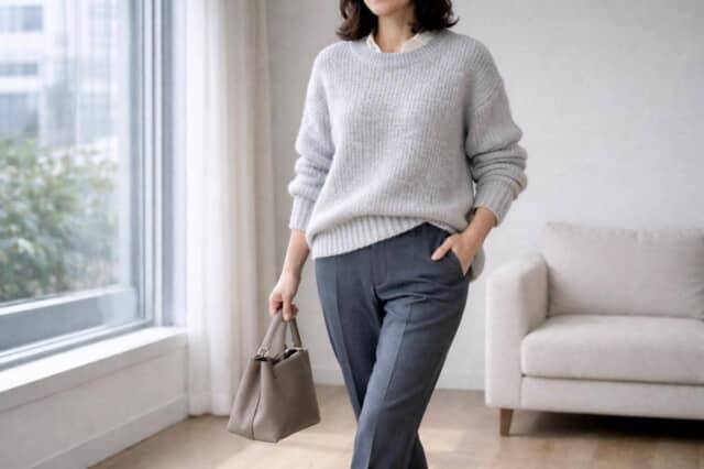 ざっくりニットは体が大きく見える？ 40代・50代がすっきり着る「体型カバー」のポイント