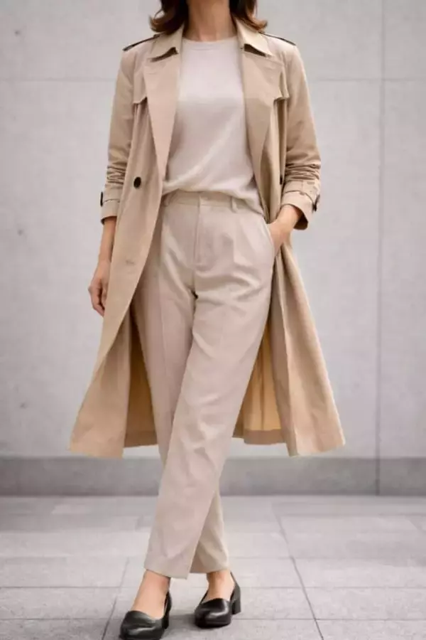 「トレンチコートが古く見える原因は“ベルトの結び方”。40代・50代が整えるべき着こなしバランス」の画像