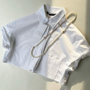 クロップド丈が最強！中にインナーでOK【ZARA】“ストライプポプリンクロップドシャツ”