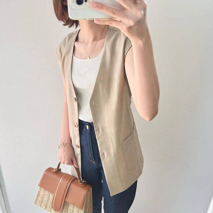 華奢見え&着回し抜群♡【GU】“リブスクエアタンク”はオンもオフも大活躍