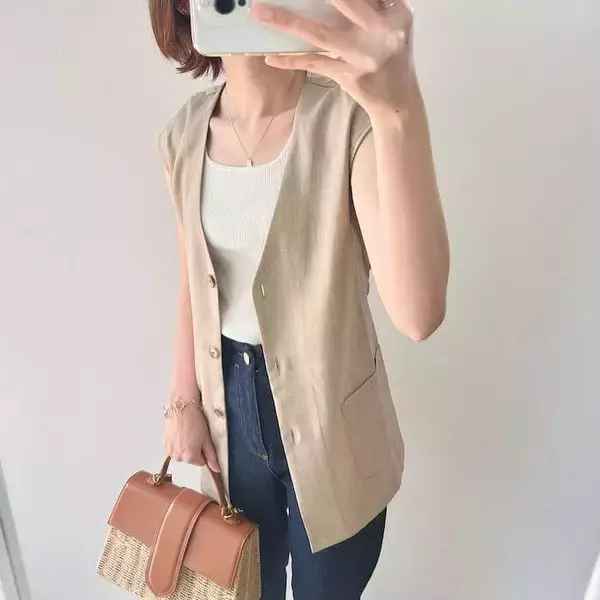 「華奢見え&着回し抜群♡【GU】“リブスクエアタンク”はオンもオフも大活躍」の画像