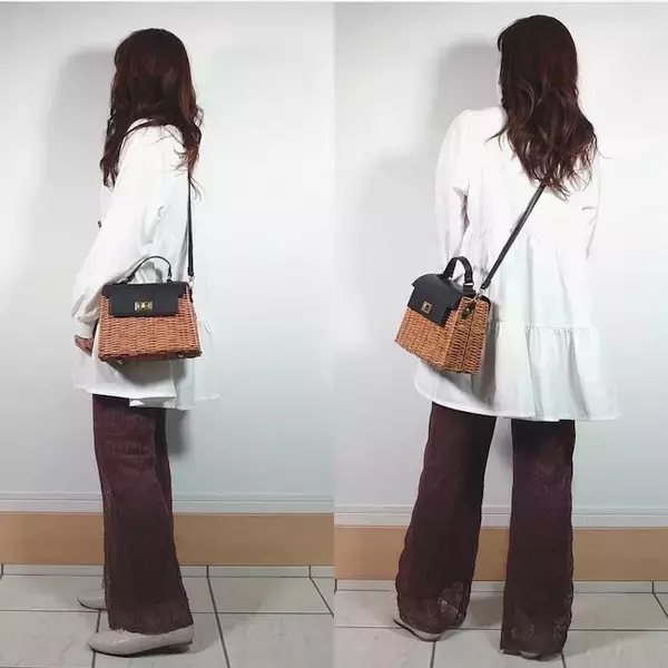 「【しまむら】脱マンネリで細見え効果も！透かし編みニットレースパンツ」の画像