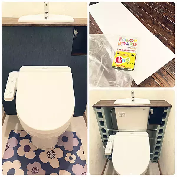 「使うたび気分が上がるような空間に。タンクレス風トイレのリメイク実例」の画像