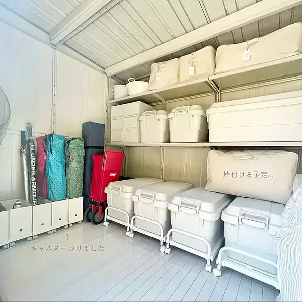 「たっぷりしまえてスッキリ使いやすい♪物置＆物置スペースの収納アイデア」の画像