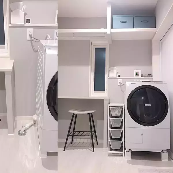 「限られたスペースを活かして洗濯機まわりをスッキリ使いやすく！IKEAのアイテムを活用したランドリー収納」の画像