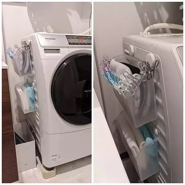 「簡単なのに見た目もいい♪洗濯機まわりの収納に活躍する100均アイテム」の画像