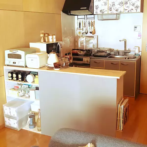 「作業が一段としやすくなる！こだわりの詰まった手作りキッチンカウンター」の画像