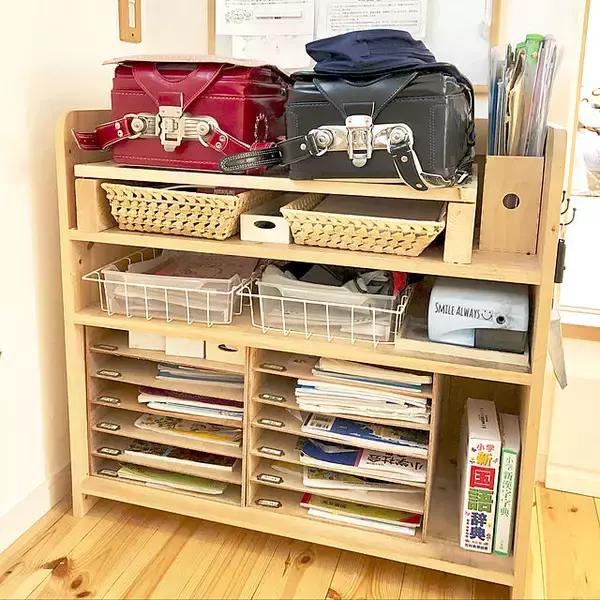 「忘れ物ゼロを目指して☆子どもスペースの学用品収納」の画像