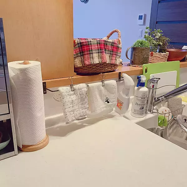 いつでも気持ちよく使える♪使用中&替え用ふきんの置き場所実例