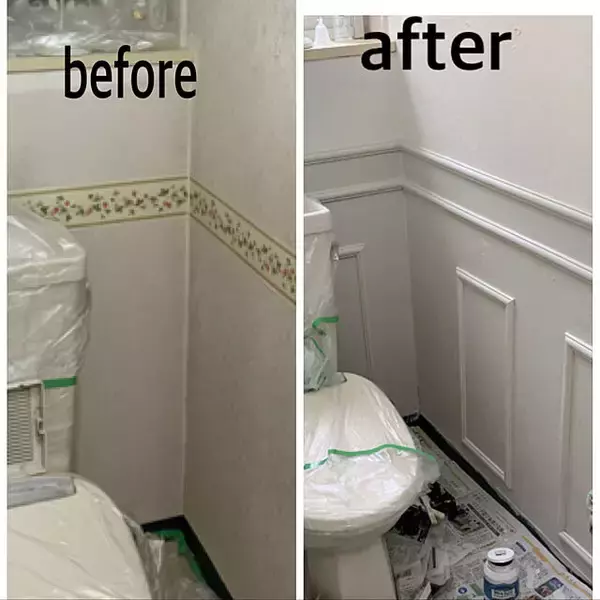 「シンプルな扉や壁を印象的に♪クッションモールディングで手軽にDIY」の画像