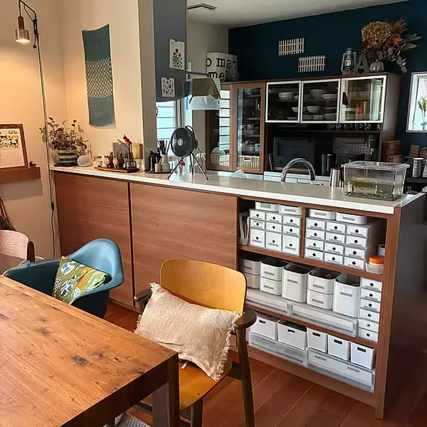 「カウンター下は収納場所に最適！スペースに合うアイテムを活用した収納アイデア6選」の画像