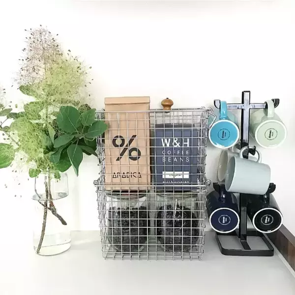 無印良品ワイヤーバスケットでキッチンをスッキリ