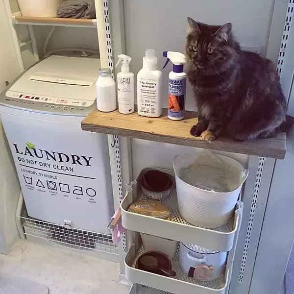 「省スペースで大容量♪IKEAのワゴンで洗面所を快適に」の画像