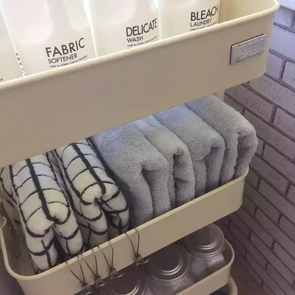 「省スペースで大容量♪IKEAのワゴンで洗面所を快適に」の画像