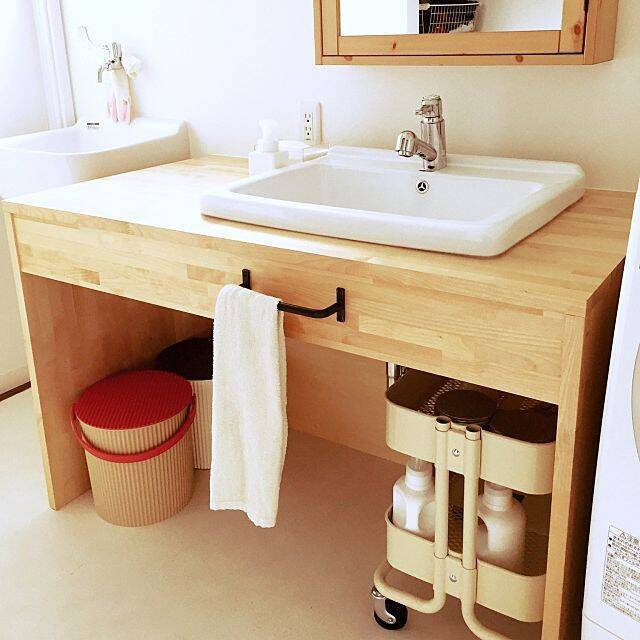 省スペースで大容量♪IKEAのワゴンで洗面所を快適に