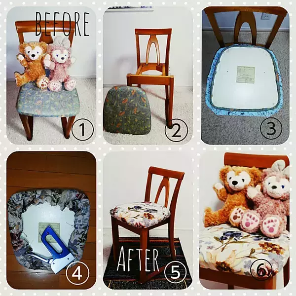 「古い椅子が見違えるように新しく！椅子の張り替えDIY」の画像