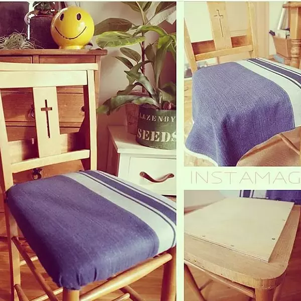 「古い椅子が見違えるように新しく！椅子の張り替えDIY」の画像