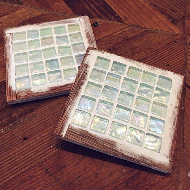 アレンジ自由自在♡ハンドメイドのガラスタイルコースター