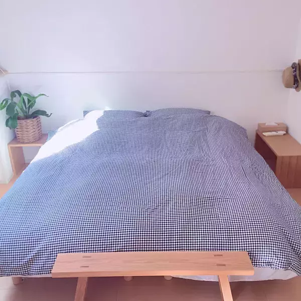 「シンプルで美しいから好き♡無印良品のベンチがあるお部屋」の画像