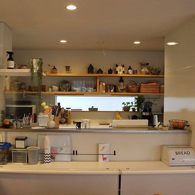 有効活用で収納力アップ♪キッチンカウンターの収納実例
