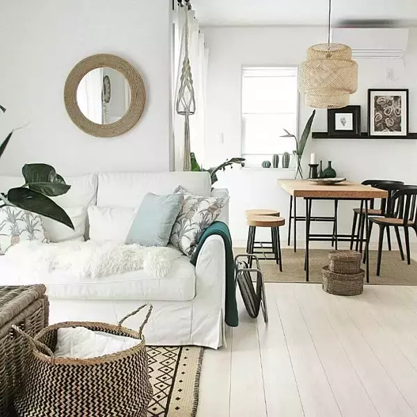 「ホワイトインテリアにラフ感を☆居心地の良いBOHOスタイル」の画像