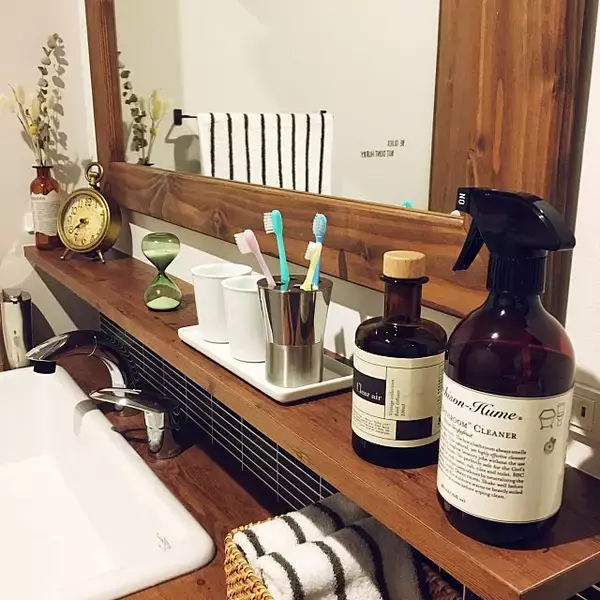 「見た目も使い勝手も良い洗面所☆センスが光る造作棚収納」の画像