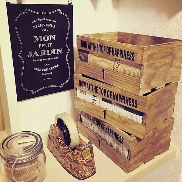 「お部屋をセンスよく格上げ♡セリアの木箱で作るディスプレイ実例集」の画像