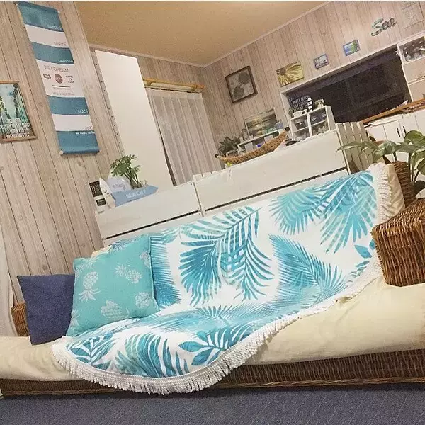 「リビングがリゾートに♡ブルー系カラーで作るマリンテイストなリビング」の画像