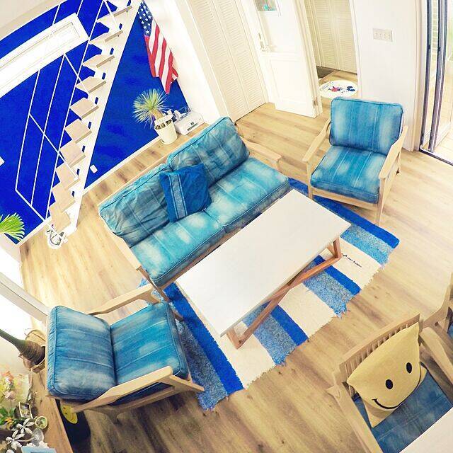 リビングがリゾートに♡ブルー系カラーで作るマリンテイストなリビング