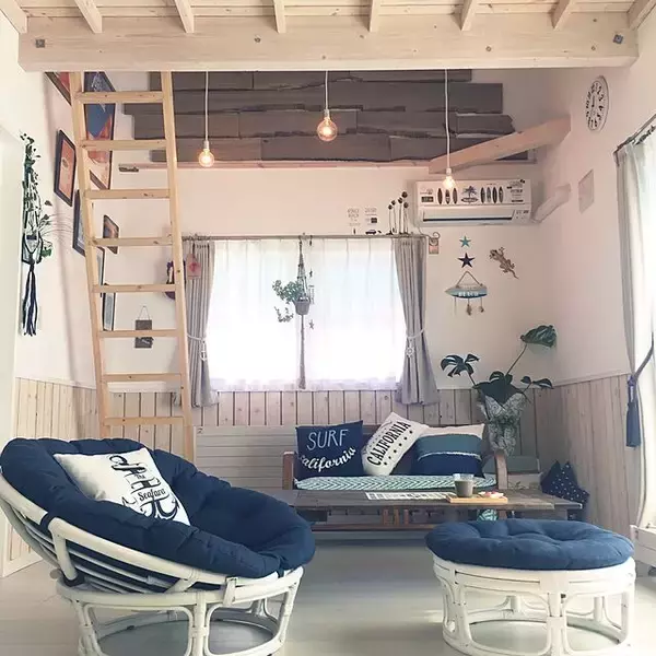 「リビングがリゾートに♡ブルー系カラーで作るマリンテイストなリビング」の画像