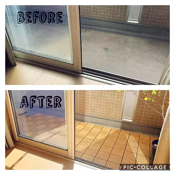 「殺風景から気持ちの良いさわやか空間に♪原状回復OKなベランダDIYアイデア」の画像