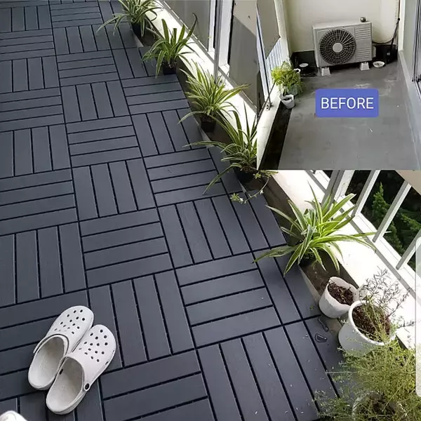 「殺風景から気持ちの良いさわやか空間に♪原状回復OKなベランダDIYアイデア」の画像