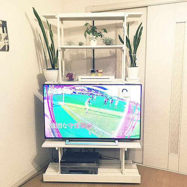 楽しいテレビタイムがもっと充実しそう♡DIYテレビ台のある風景