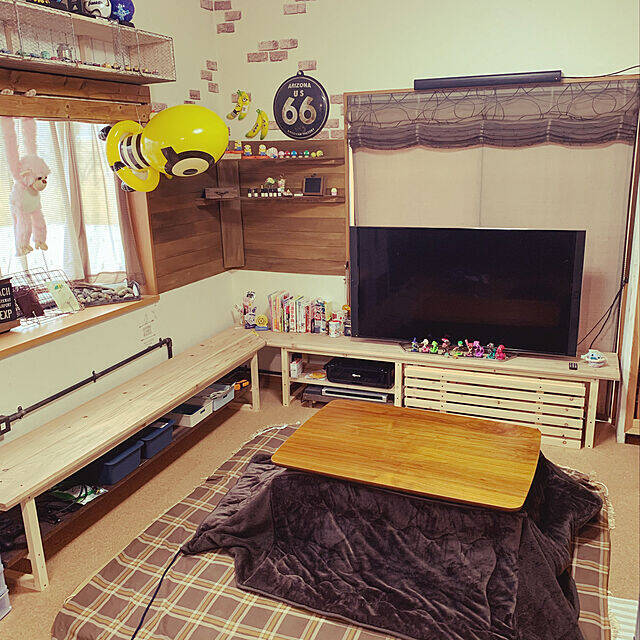 楽しいテレビタイムがもっと充実しそう♡DIYテレビ台のある風景