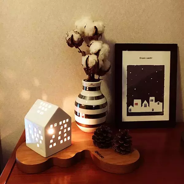 「ナチュラルさとふわふわ感が魅力☆コットンフラワーのあるインテリア」の画像