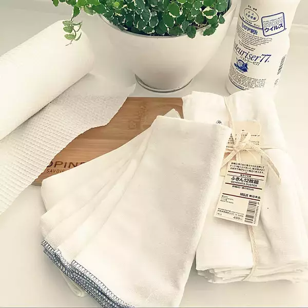 コスパ最強の万能ふきんならコレ！無印良品「落ちワタ混ふきん」のおすすめポイントと使い方実例