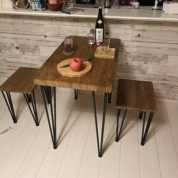 「省スペースに自由なレイアウト♪クロシオのアートダイニング3点セット」の画像