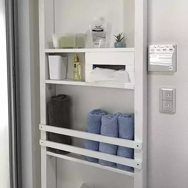 「清潔感を保ちながら使いやすくすっきりした空間に♪洗面所のタオル収納10選」の画像