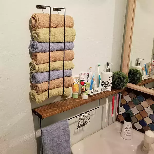 「清潔感を保ちながら使いやすくすっきりした空間に♪洗面所のタオル収納10選」の画像