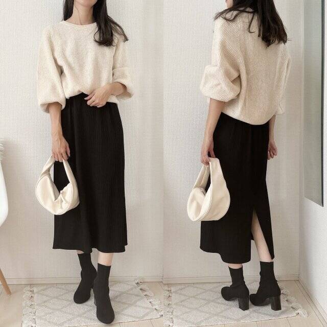 さすがユニクロユー！このシルエットたまらん…♡1枚でコーデが決まるニット