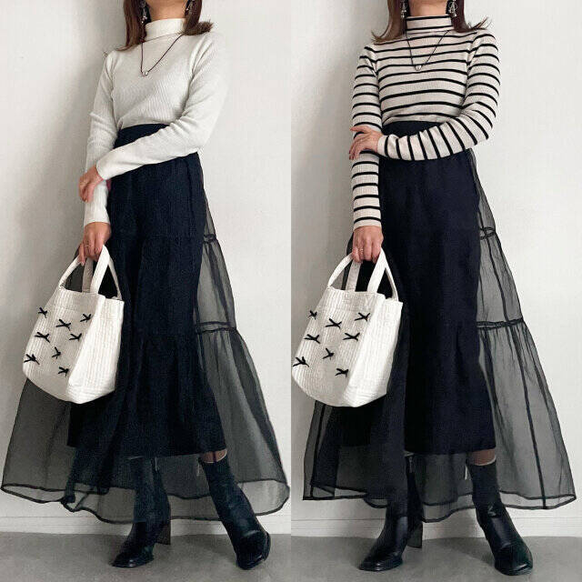 結局どっちが使えるの？ユニクロバズりタートル「無地vsボーダー」1週間コーデ♡