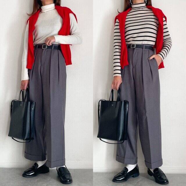 結局どっちが使えるの？ユニクロバズりタートル「無地vsボーダー」1週間コーデ♡