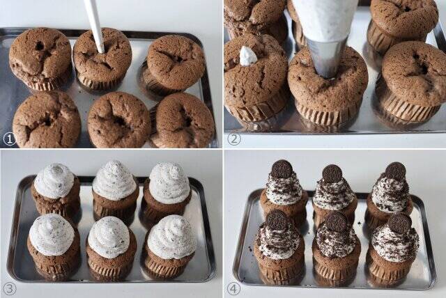 オレオ大好き！濃厚クッキークリームのカップケーキレシピ