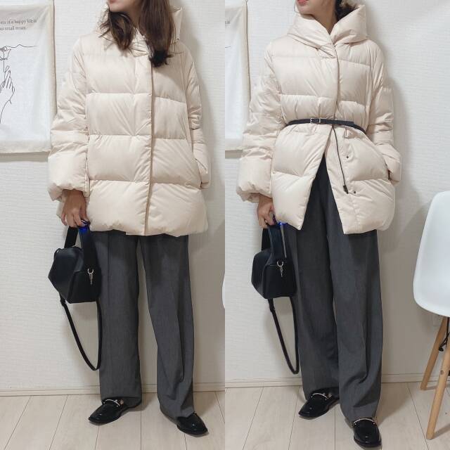 雪だるまになってない？白でも着膨れ感なし♡ユニクロダウンで太って見えない冬アウターコーデ術