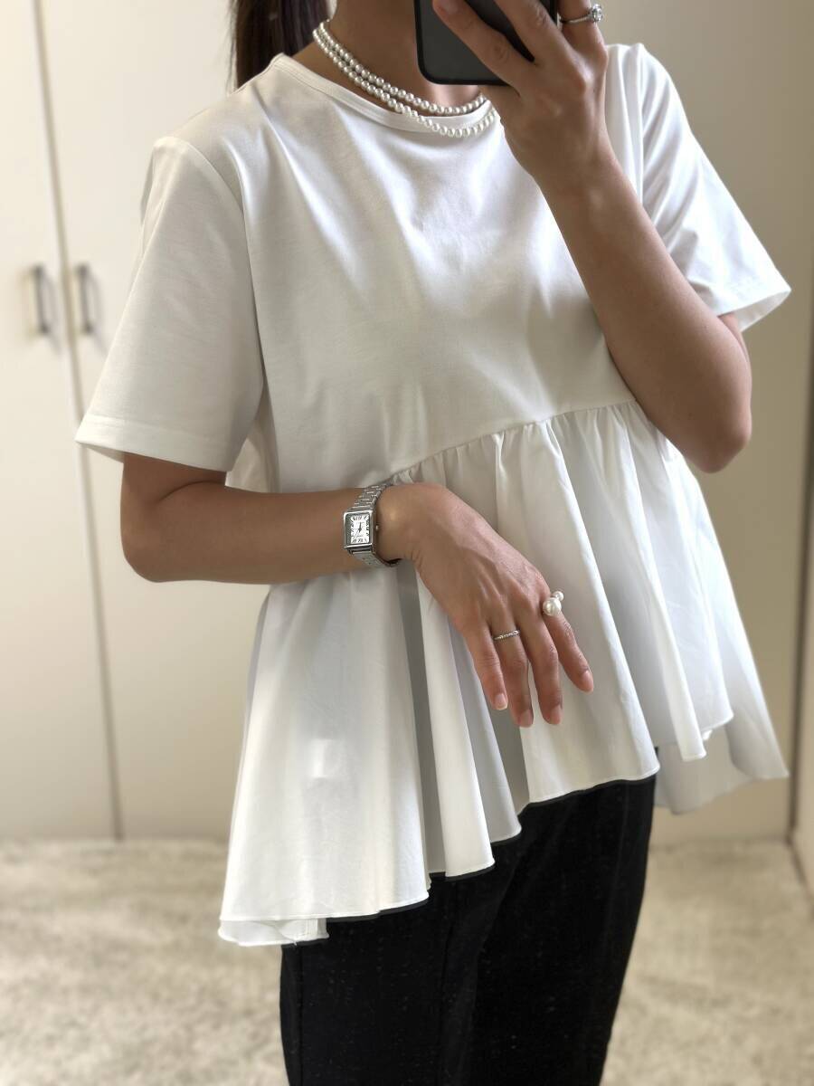 155cmさんが着用レビュー♡GUの体型カバーペプラムTのNG＆OKコーデ