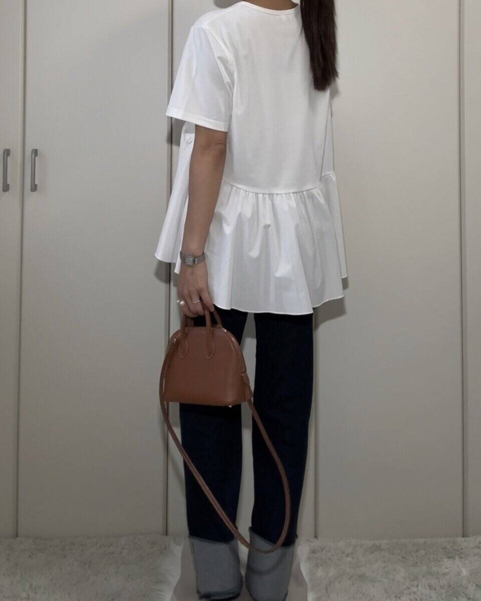 155cmさんが着用レビュー♡GUの体型カバーペプラムTのNG＆OKコーデ