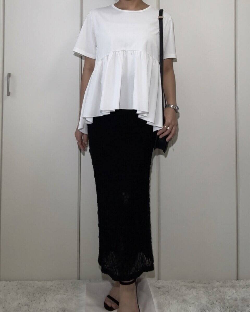 155cmさんが着用レビュー♡GUの体型カバーペプラムTのNG＆OKコーデ