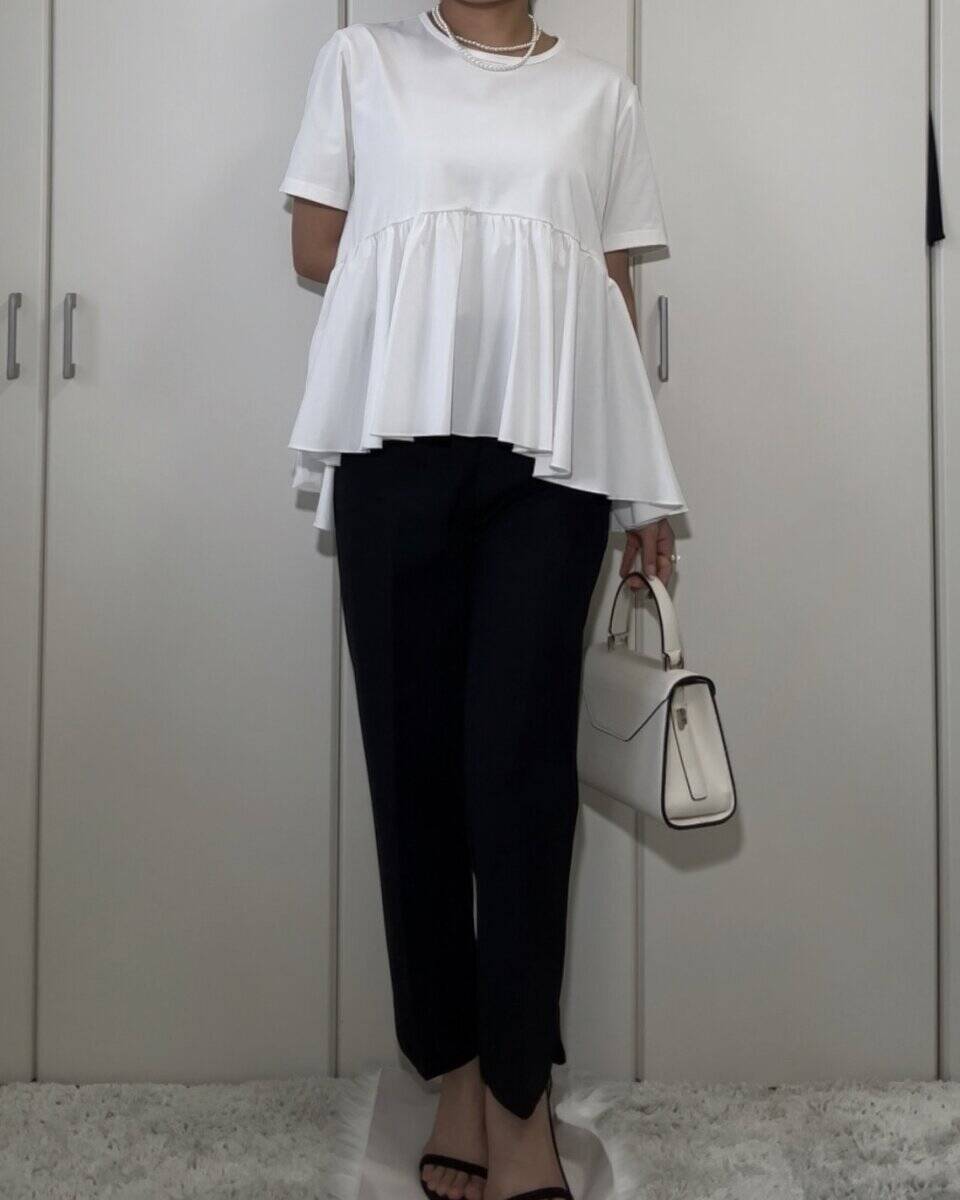 155cmさんが着用レビュー♡GUの体型カバーペプラムTのNG＆OKコーデ