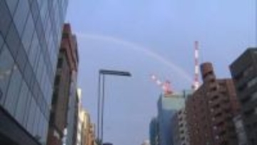東京都心に巨大な虹が現れる「幸運おすそわけ」SNSに大量の虹画像が